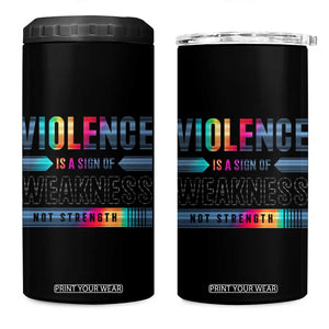 Violence Is A Sign Of Weakness 4 in 1 Can Cooler Tumbler TS09 One Size: 16 oz Black Print Your Wear