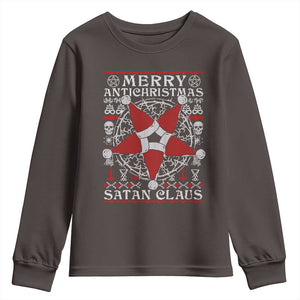Anti Christmas Youth Sweatshirt Merry Antichristmas Noel Hat Pentagram TS09 Dark Chocolate Print Your Wear