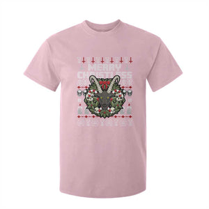 Anti Christmas T Shirt For Kid Merry Christless Satan Baphomet Wreath TS09 Light Pink Print Your Wear