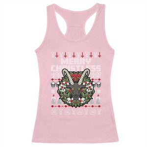 Anti Christmas Racerback Tank Top Merry Christless Satan Baphomet Wreath TS09 Light Pink Print Your Wear