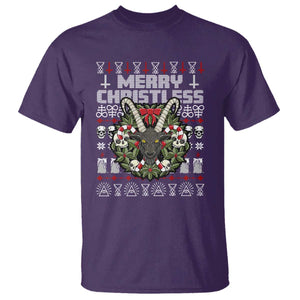 Anti Christmas T Shirt Merry Christless Satan Baphomet Wreath TS09 Purple Print Your Wear
