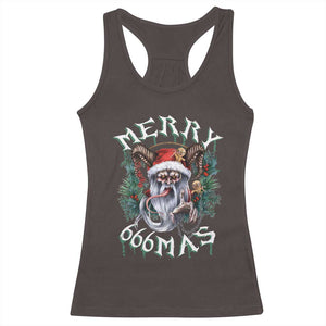 Anti Christmas Racerback Tank Top Merry 666Mas Satan Creepy Christmas TS09 Dark Chocolate Print Your Wear
