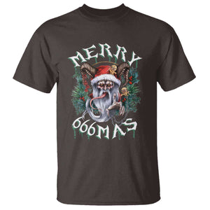 Anti Christmas T Shirt Merry 666Mas Satan Creepy Christmas TS09 Dark Chocolate Print Your Wear