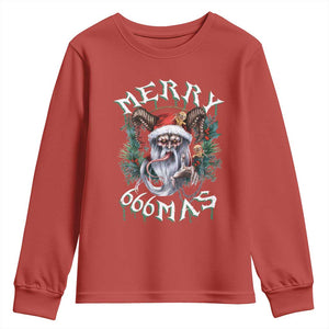 Anti Christmas Youth Sweatshirt Merry 666Mas Satan Creepy Christmas TS09 Red Print Your Wear