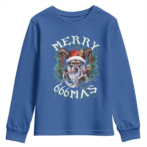 Anti Christmas Youth Sweatshirt Merry 666Mas Satan Creepy Christmas TS09 Royal Blue Print Your Wear