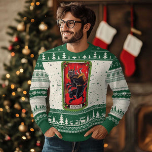 Xmas Krampus Ugly Christmas Sweater American Traditional Tarot Card TS09 Green Print Your Wear