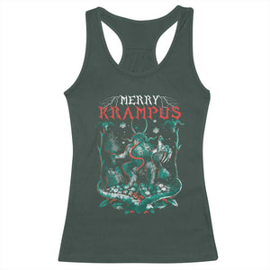 Horror Christmas Merry Krampus Racerback Tank Top TS09 Dark Forest Green Print Your Wear