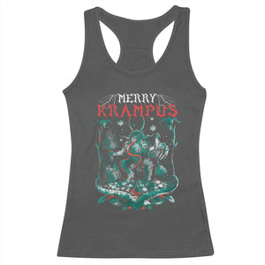 Horror Christmas Merry Krampus Racerback Tank Top TS09 Dark Heather Print Your Wear