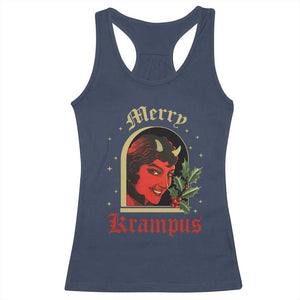Horror Christmas Female Krampus Racerback Tank Top TS09 Navy Print Your Wear