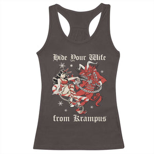 Funny Christmas Racerback Tank Top Hide Your Wife From Krampus TS09 Dark Chocolate Print Your Wear