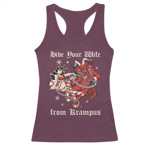 Funny Christmas Racerback Tank Top Hide Your Wife From Krampus TS09 Maroon Print Your Wear