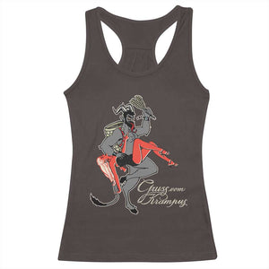 Funny Christmas Gruss Vom Krampus Racerback Tank Top TS09 Dark Chocolate Print Your Wear