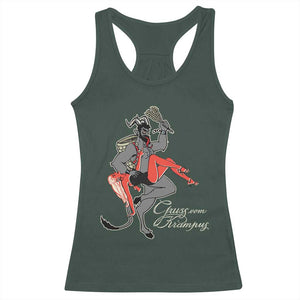 Funny Christmas Gruss Vom Krampus Racerback Tank Top TS09 Dark Forest Green Print Your Wear