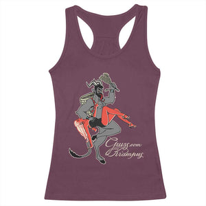 Funny Christmas Gruss Vom Krampus Racerback Tank Top TS09 Maroon Print Your Wear