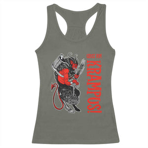 Horror Christmas Gruss Vom Krampus Racerback Tank Top TS09 Military Green Print Your Wear