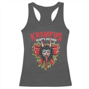 Christmas Krampus Racerback Tank Top Season Greeting Coquette Bow Krampus TS09 Dark Heather Print Your Wear