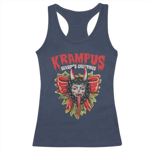 Christmas Krampus Racerback Tank Top Season Greeting Coquette Bow Krampus TS09 Navy Print Your Wear