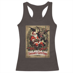 Christmas Krampus Racerback Tank Top Season Greeting Vintage Tarot Card TS09 Dark Chocolate Print Your Wear