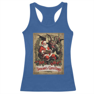 Christmas Krampus Racerback Tank Top Season Greeting Vintage Tarot Card TS09 Royal Blue Print Your Wear