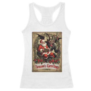 Christmas Krampus Racerback Tank Top Season Greeting Vintage Tarot Card TS09 White Print Your Wear