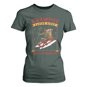 Funny Krampus Sleigh Rides T Shirt For Women Naughty List Members Only TS09 Dark Forest Green Print Your Wear