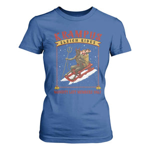 Funny Krampus Sleigh Rides T Shirt For Women Naughty List Members Only TS09 Royal Blue Print Your Wear