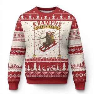 Funny Krampus Sleigh Rides Ugly Christmas Sweater Naughty List Members Only TS09 Red Print Your Wear