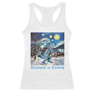 Krampus Is Coming Racerback Tank Top Spooky Christmas Starry Night TS09 White Print Your Wear