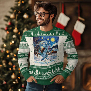 Krampus Is Coming Ugly Christmas Sweater Spooky Christmas Starry Night TS09 Green Print Your Wear