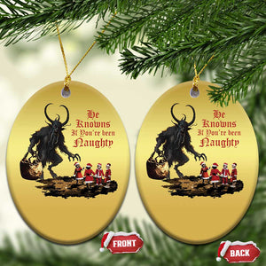Xmas Krampus Christmas Ornament He Knows If You've Been Naughty TS09 Oval Gold Print Your Wear