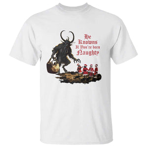 Christmas Krampus T Shirt He Knows If You've Been Naughty TS09 White Print Your Wear