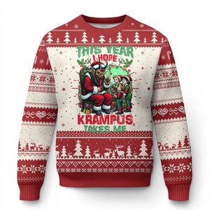 Xmas Krampus Ugly Christmas Sweater This Year I Hope Krampus Takes Me TS09 Red Print Your Wear