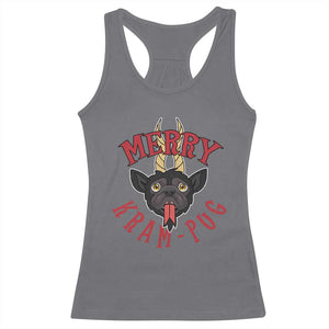 Funny Christmas Krampus Pug Dog Racerback Tank Top Merry Krampug Cute Pug Satan TS09 Charcoal Print Your Wear