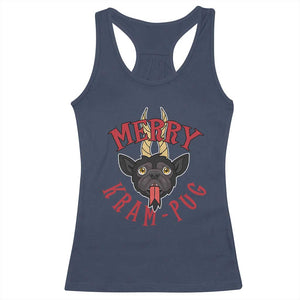 Funny Christmas Krampus Pug Dog Racerback Tank Top Merry Krampug Cute Pug Satan TS09 Navy Print Your Wear
