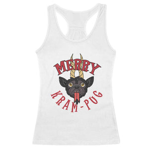 Funny Christmas Krampus Pug Dog Racerback Tank Top Merry Krampug Cute Pug Satan TS09 White Print Your Wear