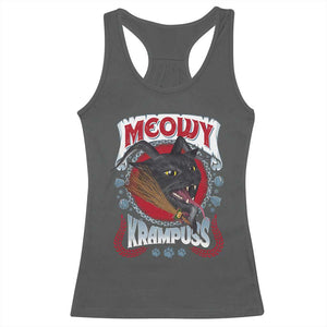 Christmas Krampus Cat Racerback Tank Top Meowy Krampuss Black Cat TS09 Dark Heather Print Your Wear