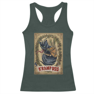 Krampus Cat Racerback Tank Top Krampuss Black Cat Vintage Horror Christmas TS09 Dark Forest Green Print Your Wear