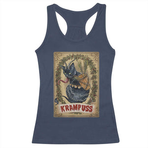 Krampus Cat Racerback Tank Top Krampuss Black Cat Vintage Horror Christmas TS09 Navy Print Your Wear