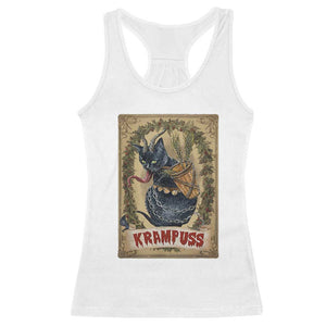 Krampus Cat Racerback Tank Top Krampuss Black Cat Vintage Horror Christmas TS09 White Print Your Wear
