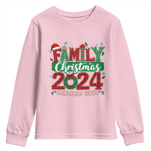 Family Christmas 2024 Youth Sweatshirt Making Memories Together TS09 Light Pink Print Your Wear
