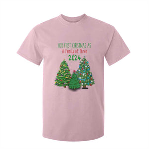 First Christmas As A family Of Three T Shirt For Kid TS09 Light Pink Print Your Wear