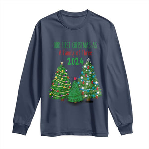 First Christmas As A family Of Three Long Sleeve Shirt TS09 Navy Print Your Wear