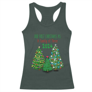 First Christmas As A family Of Three Racerback Tank Top TS09 Dark Forest Green Print Your Wear