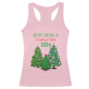 First Christmas As A family Of Three Racerback Tank Top TS09 Light Pink Print Your Wear