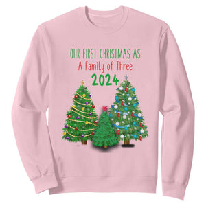 First Christmas As A family Of Three Sweatshirt TS09 Light Pink Print Your Wear