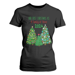 First Christmas As A family Of Three T Shirt For Women TS09 Black Print Your Wear