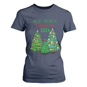 First Christmas As A family Of Three T Shirt For Women TS09 Navy Print Your Wear