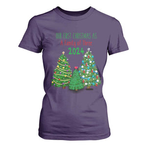 First Christmas As A family Of Three T Shirt For Women TS09 Purple Print Your Wear