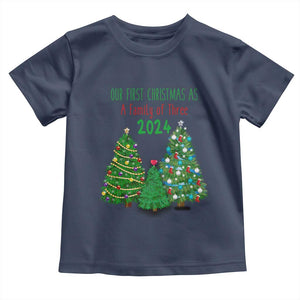 First Christmas As A family Of Three Toddler T Shirt TS09 Navy Print Your Wear