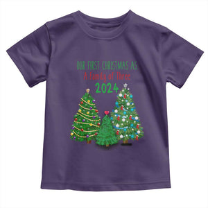 First Christmas As A family Of Three Toddler T Shirt TS09 Purple Print Your Wear